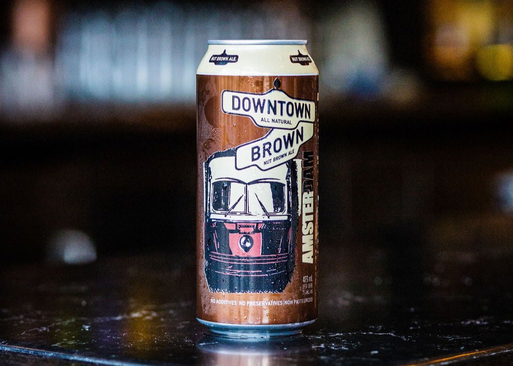 A Downtown Brown ale in a can from Amsterdam Brewery